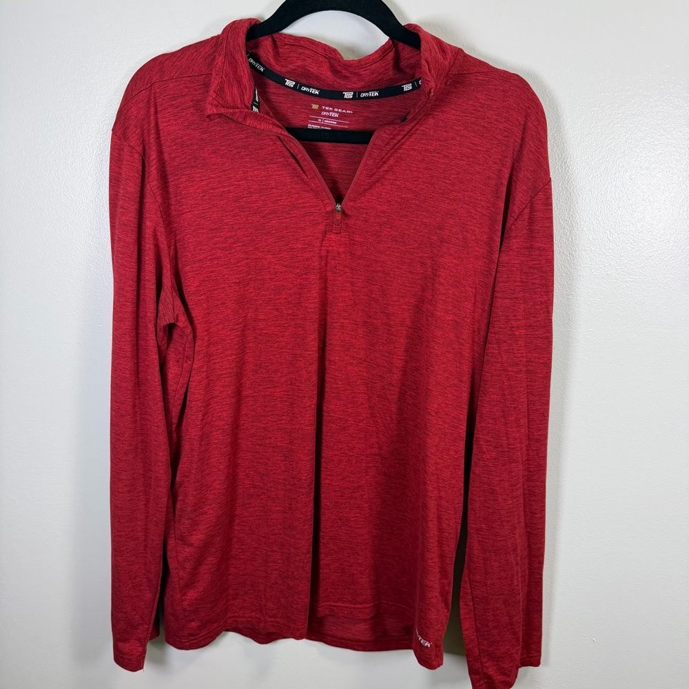 Tek Gear Mens DryTek Quarter Zip Pullover Red Space Dye Medium